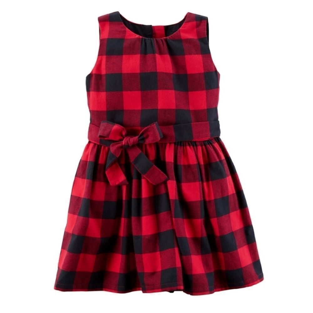 Carter's girls Red black Buffalo Check Flannel plaid 100% cotton Dress 4T